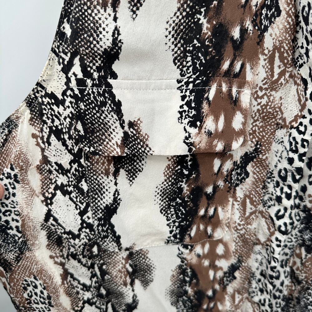 EQUIPMENT FEMME Silk Animal Print Button Down Shirt Dress // S - Picture 5 of 10